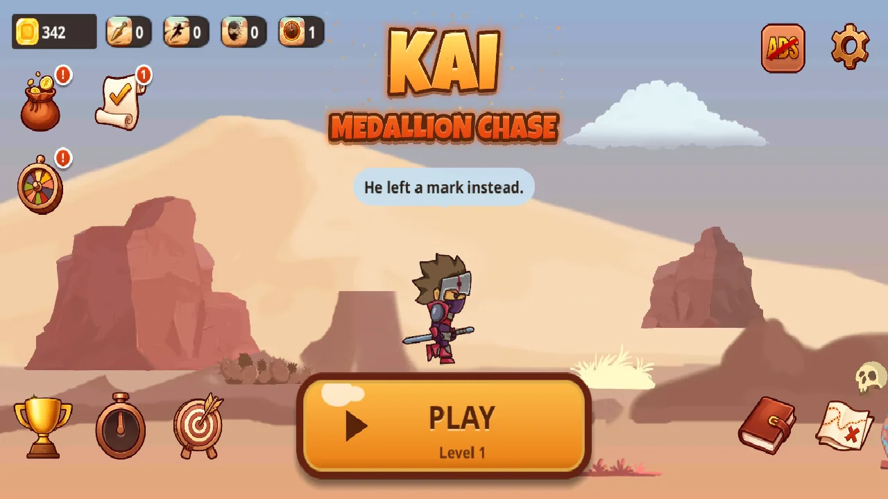 Kai: Medallion Chase main menu