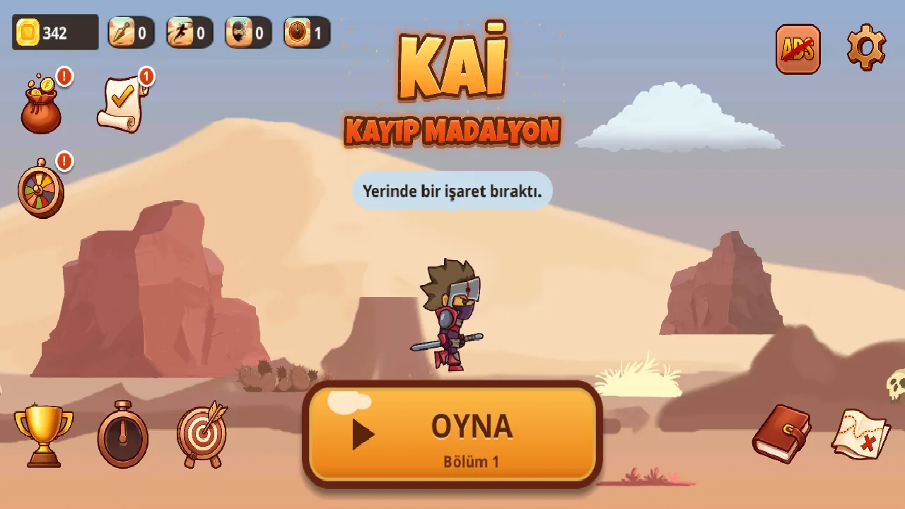 Kai: Kayıp Madalyon ana menüsü